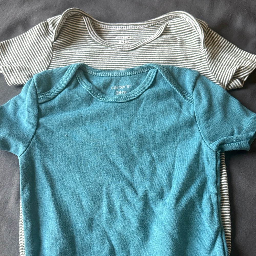 2-pack Carter's Blue and Gray Striped onesie